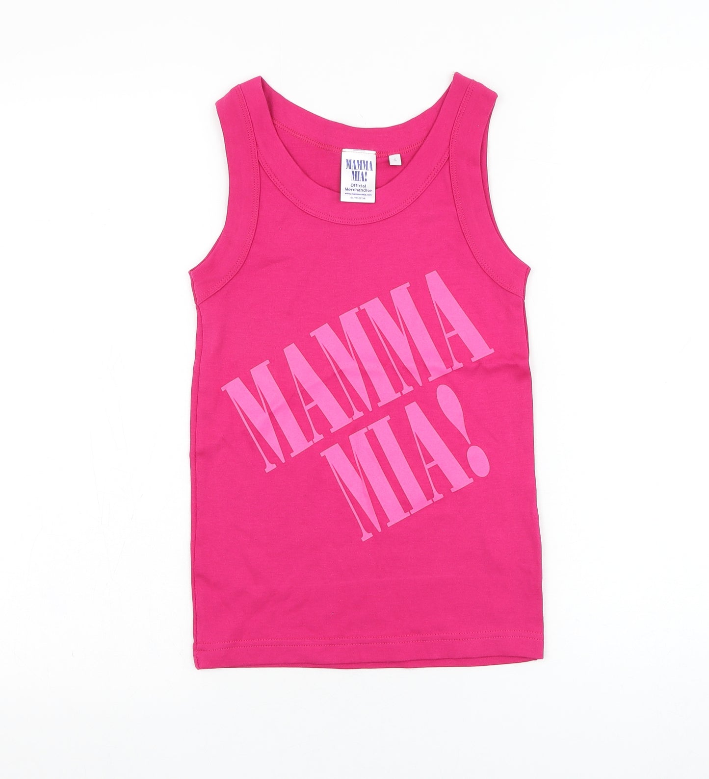 Mamma Mia! Womens Pink  Cotton Basic Tank Size S Round Neck - Mamma Mia!