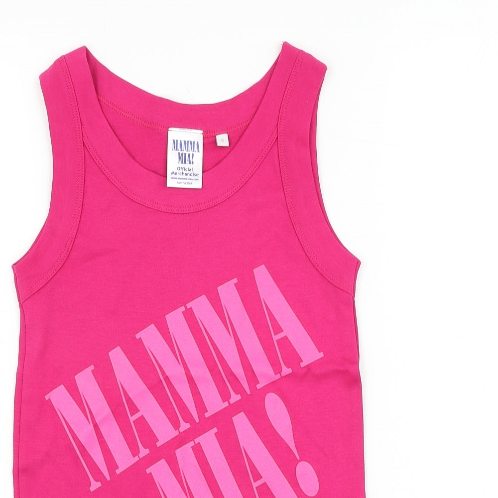 Mamma Mia! Womens Pink  Cotton Basic Tank Size S Round Neck - Mamma Mia!