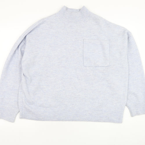 F&F Womens Blue Mock Neck  Polyester Pullover Jumper Size 14