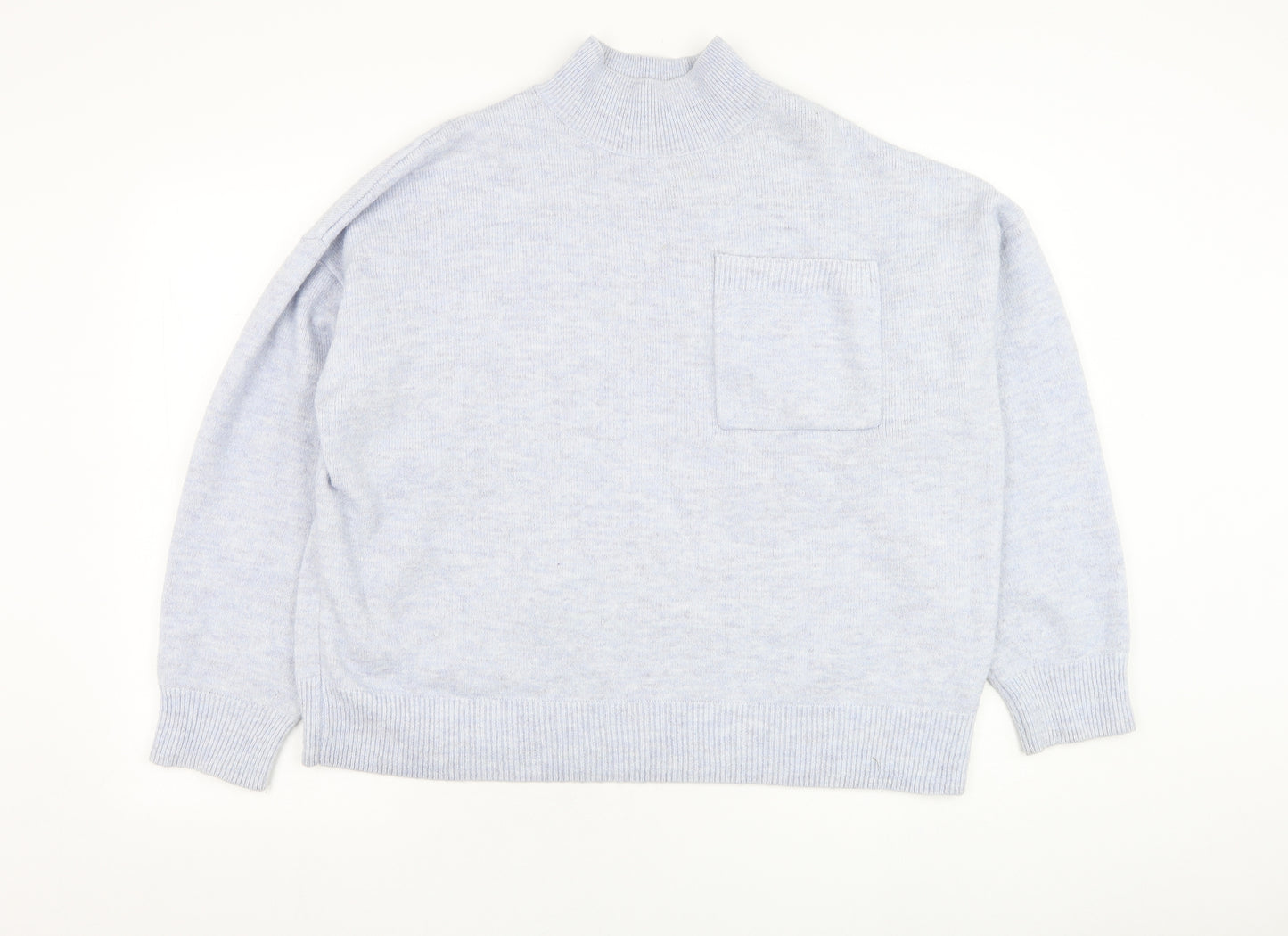 F&F Womens Blue Mock Neck  Polyester Pullover Jumper Size 14