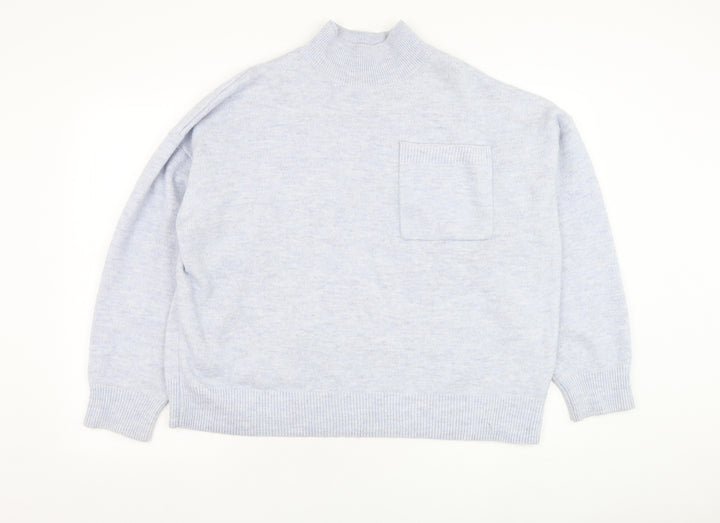 F&F Womens Blue Mock Neck  Polyester Pullover Jumper Size 14