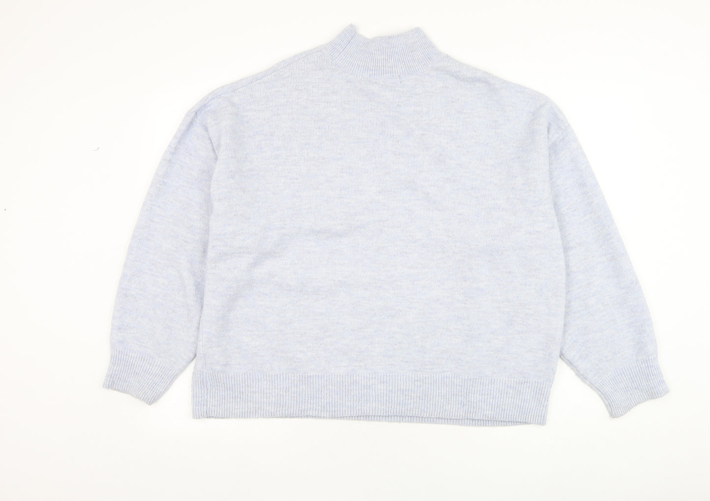 F&F Womens Blue Mock Neck  Polyester Pullover Jumper Size 14