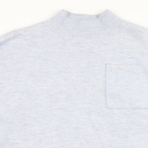 F&F Womens Blue Mock Neck  Polyester Pullover Jumper Size 14