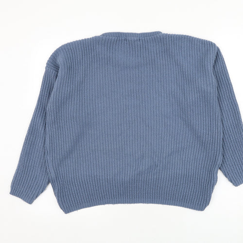 BASSINI Womens Blue Round Neck  Acrylic Pullover Jumper Size M
