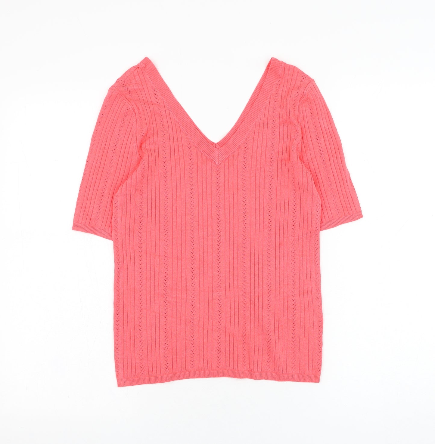 TU Womens Pink V-Neck  Viscose Pullover Jumper Size 10