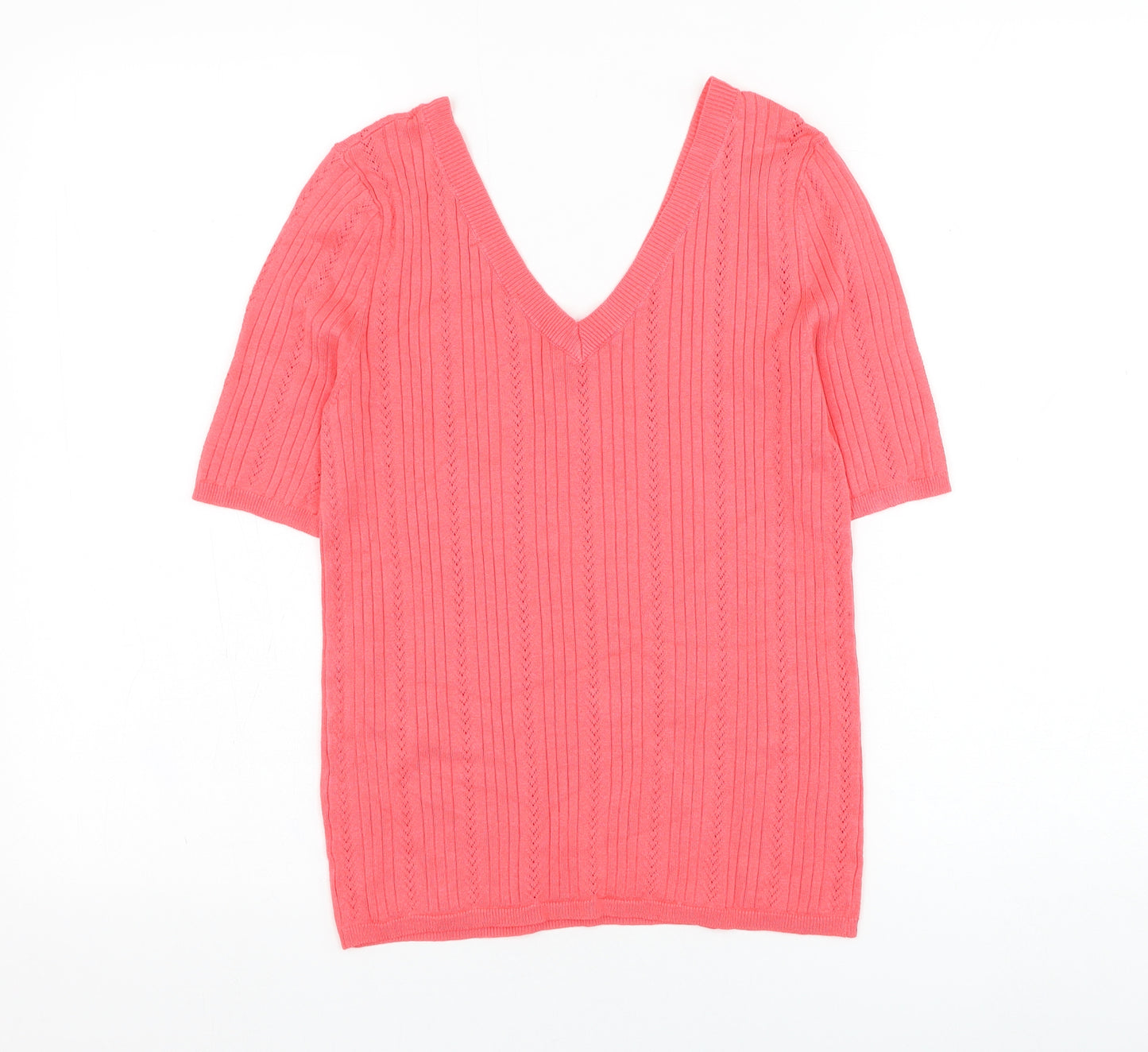 TU Womens Pink V-Neck  Viscose Pullover Jumper Size 10