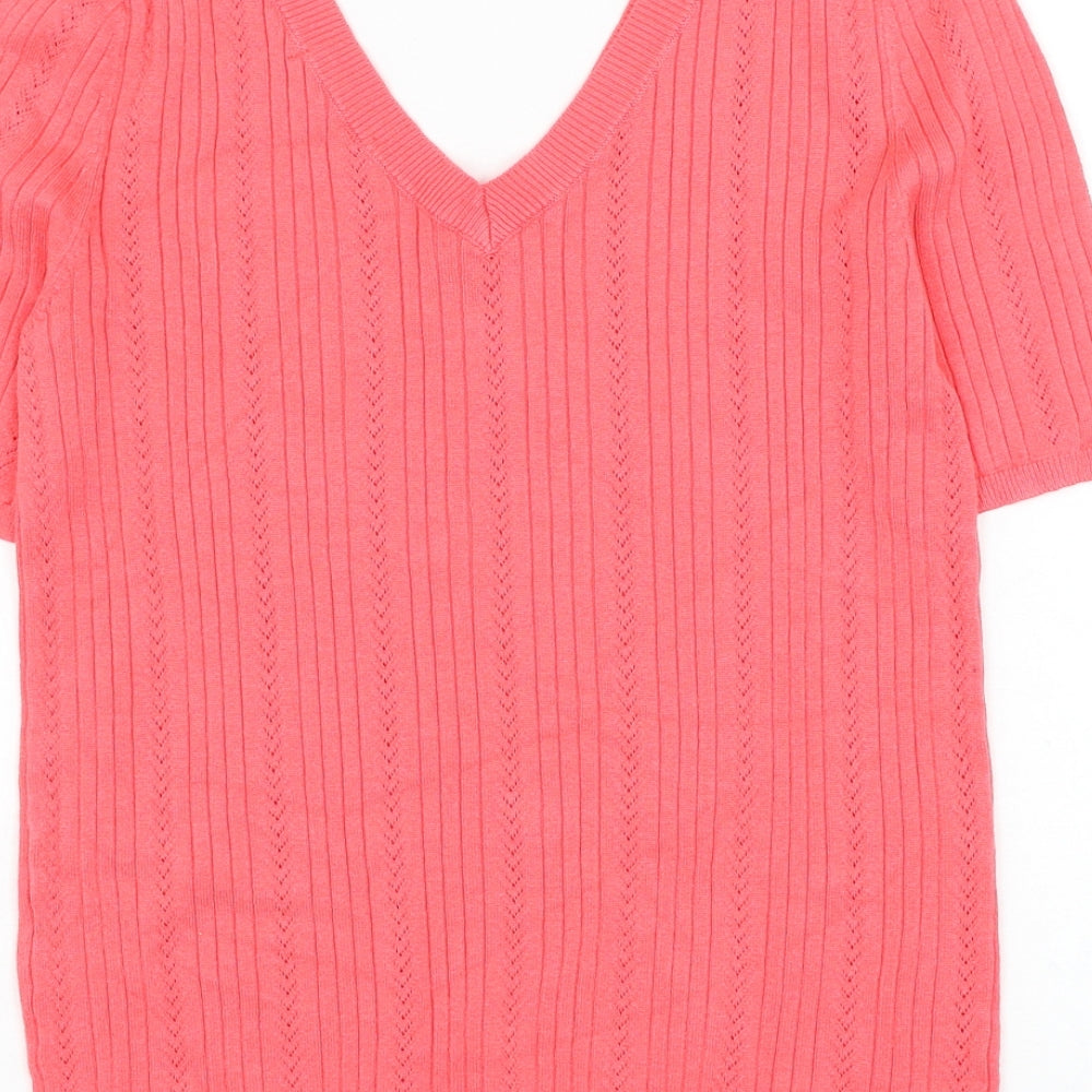 TU Womens Pink V-Neck  Viscose Pullover Jumper Size 10