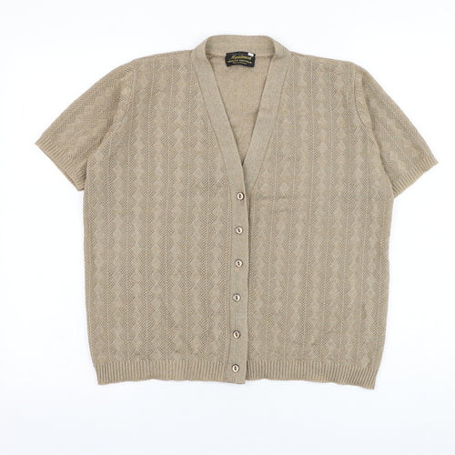 Maidment Womens Brown V-Neck  Polyester Cardigan Jumper Size M