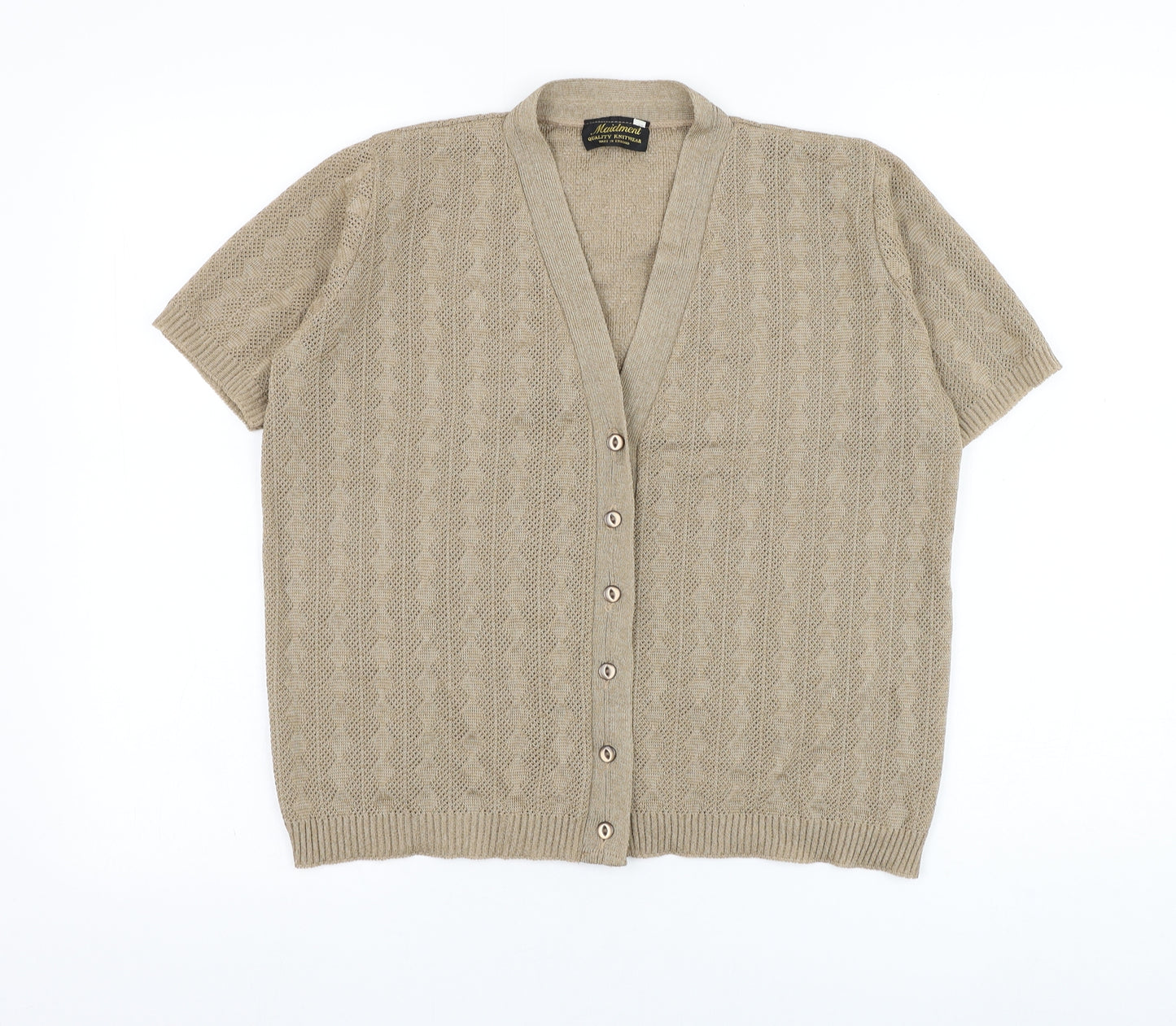 Maidment Womens Brown V-Neck  Polyester Cardigan Jumper Size M