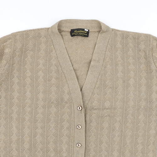 Maidment Womens Brown V-Neck  Polyester Cardigan Jumper Size M