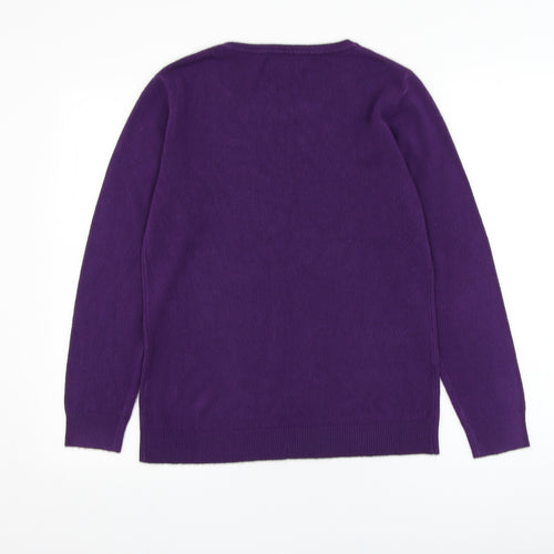 Simon Jeffrey Womens Purple Round Neck  Acrylic Pullover Jumper Size M