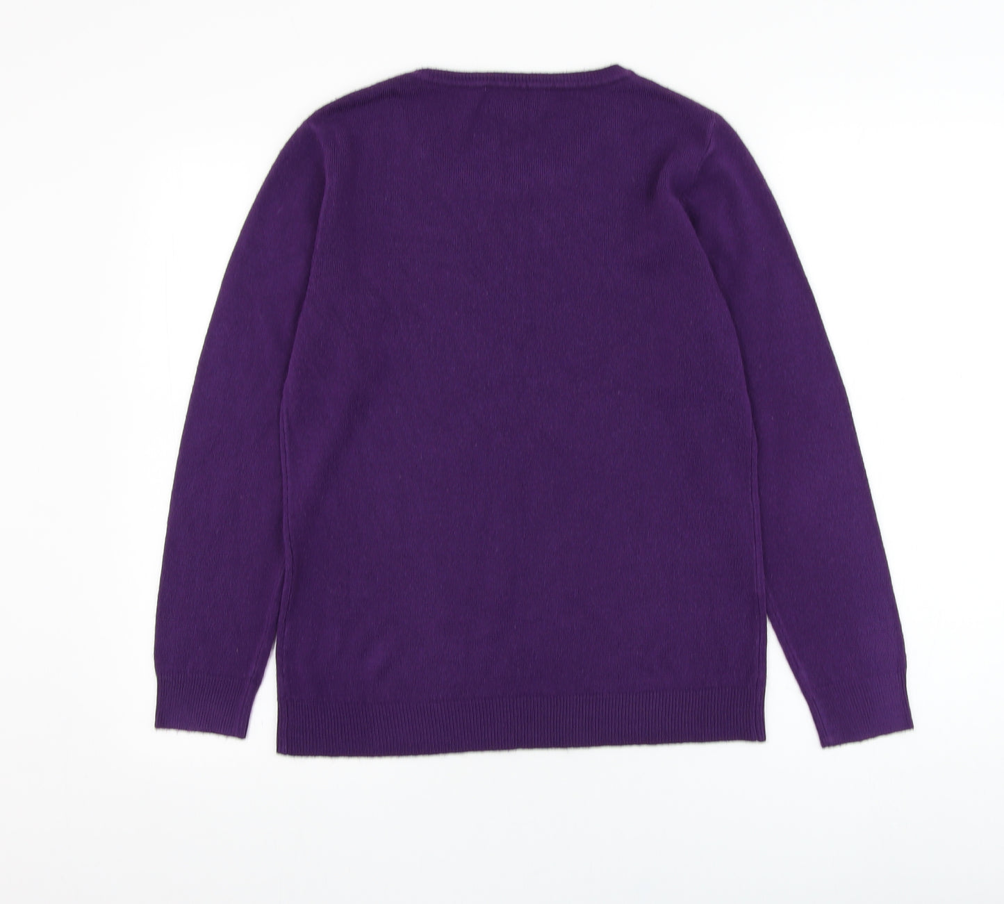 Simon Jeffrey Womens Purple Round Neck  Acrylic Pullover Jumper Size M