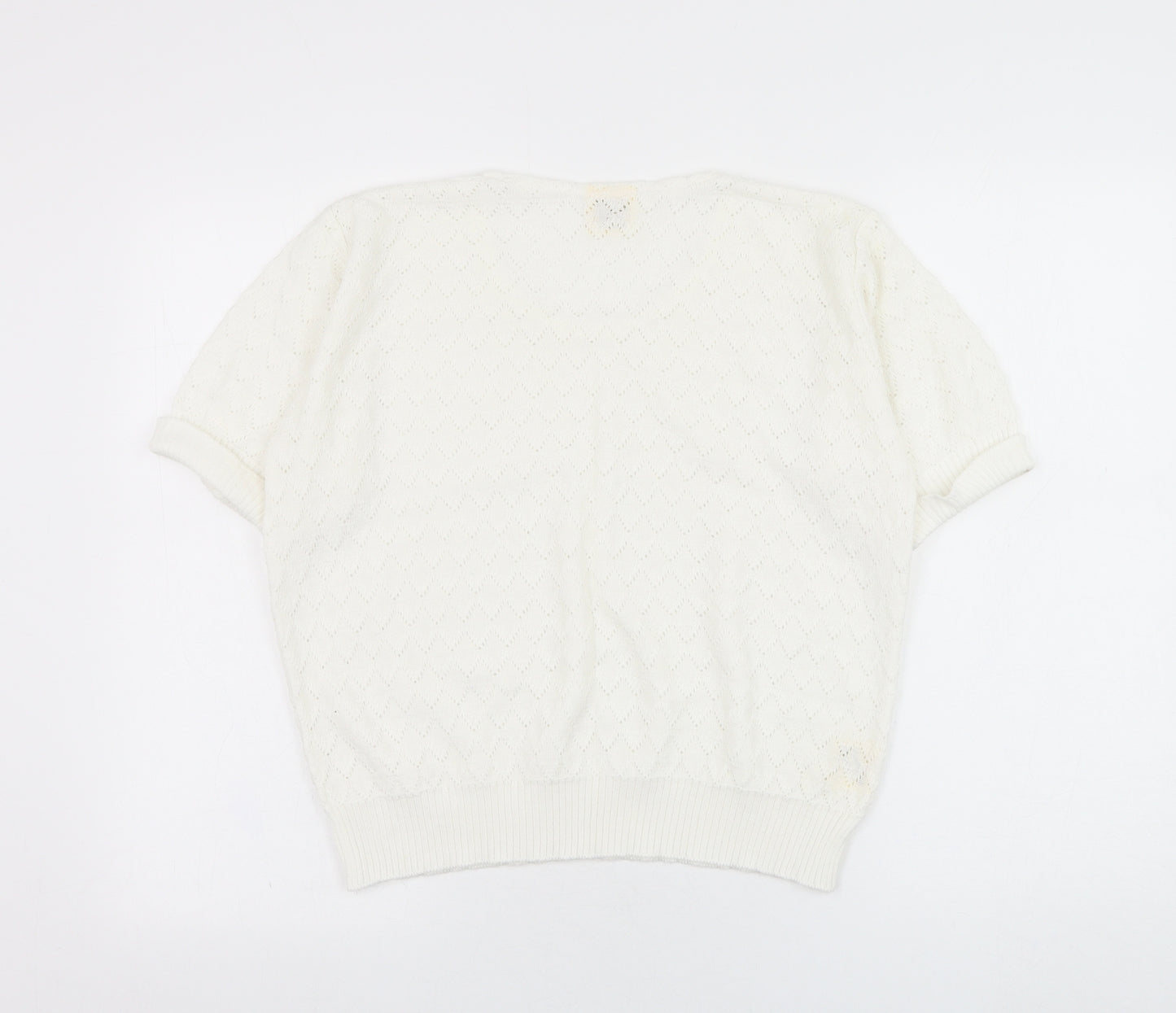 Something Special Womens White Round Neck  Acrylic Pullover Jumper Size 8