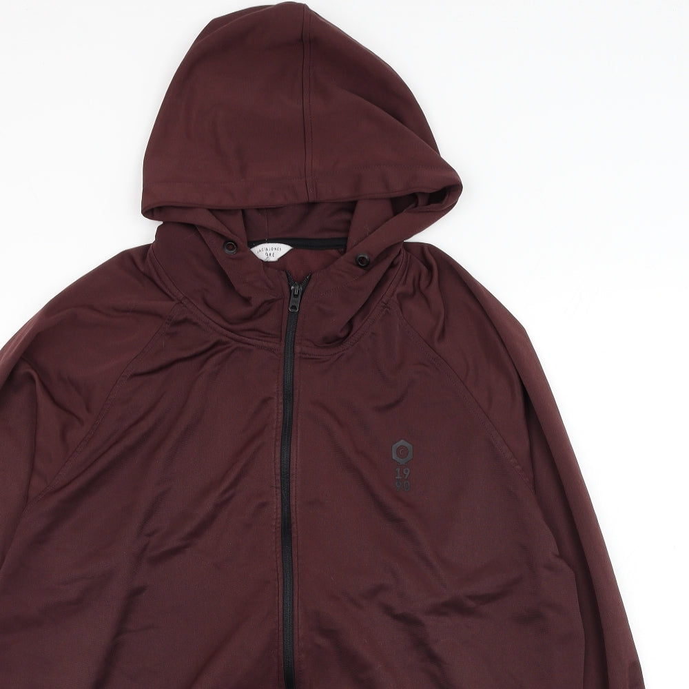 JACK & JONES Mens Purple  Polyester Full Zip Hoodie Size 2XL