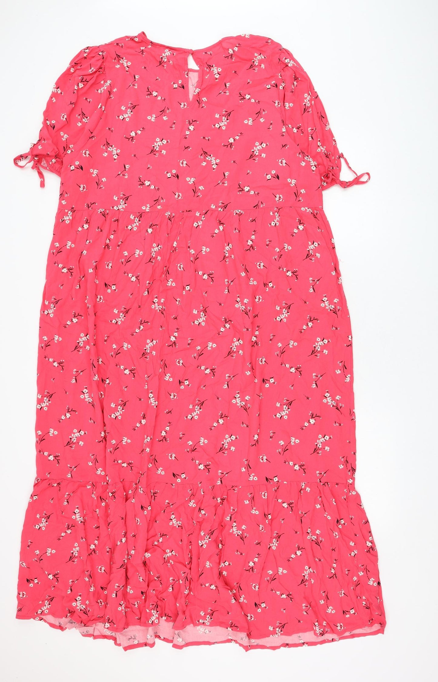 New Look Womens Pink Floral Viscose Trapeze & Swing  Size 18  Round Neck Pullover