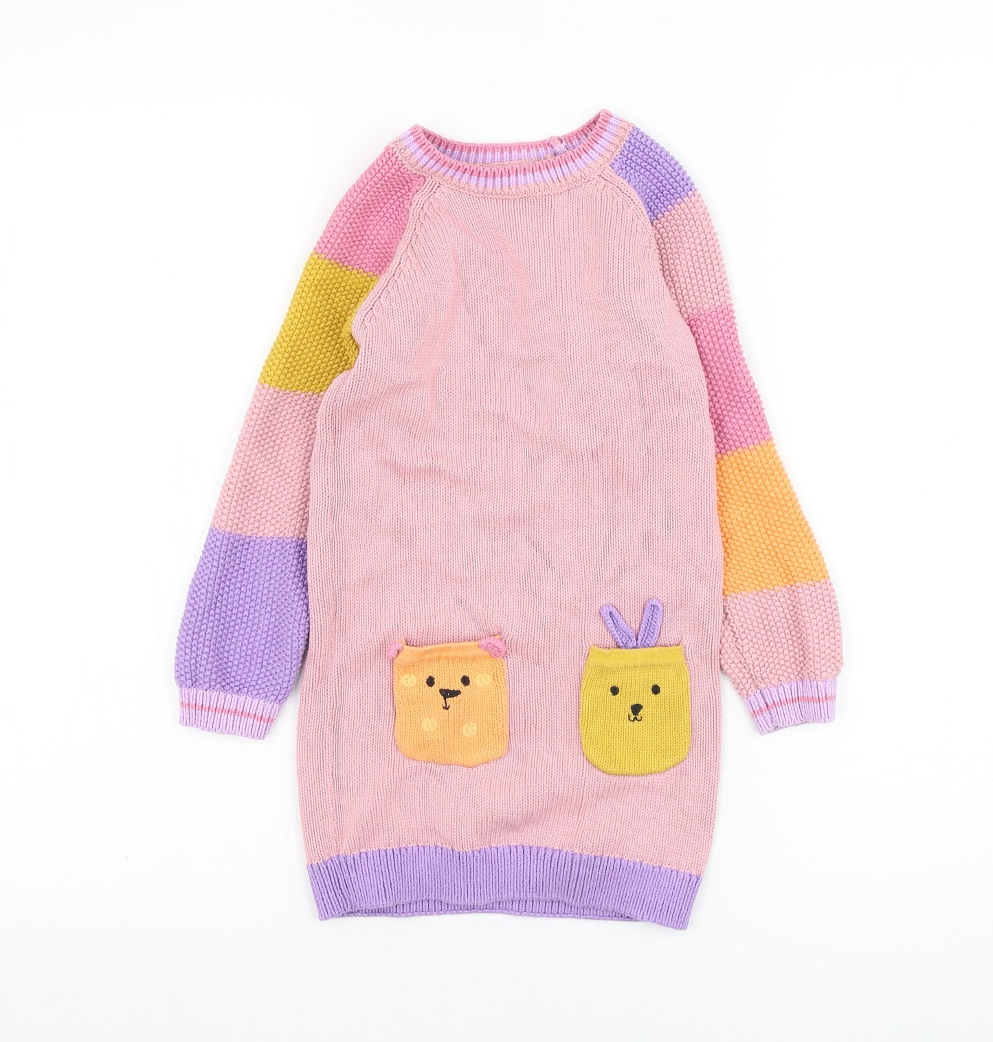 NEXT Girls Pink Round Neck  Cotton Pullover Jumper Size 4-5 Years  Pullover - Animal
