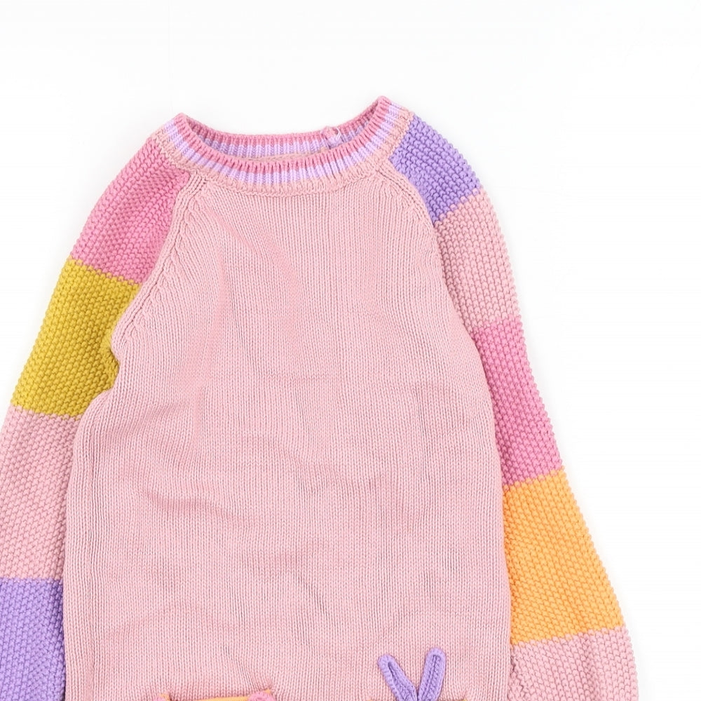 NEXT Girls Pink Round Neck  Cotton Pullover Jumper Size 4-5 Years  Pullover - Animal