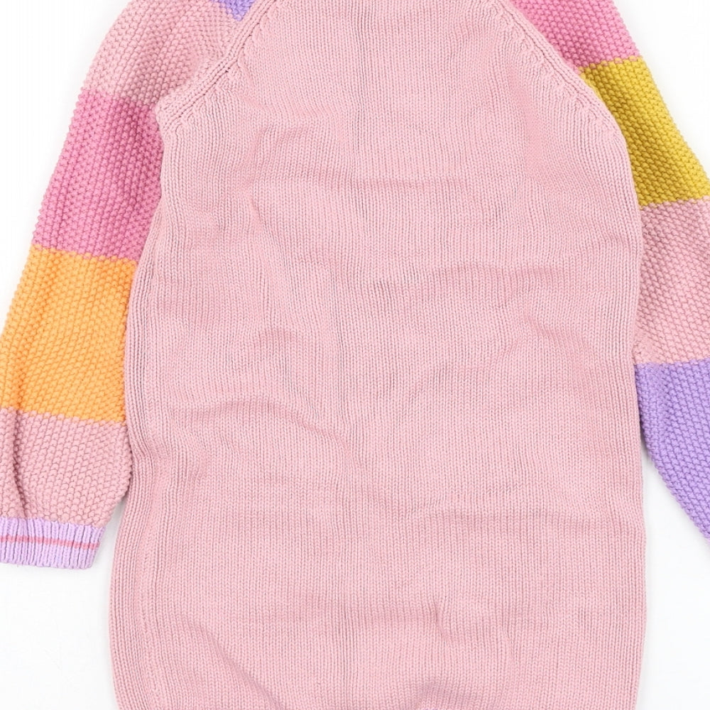 NEXT Girls Pink Round Neck  Cotton Pullover Jumper Size 4-5 Years  Pullover - Animal