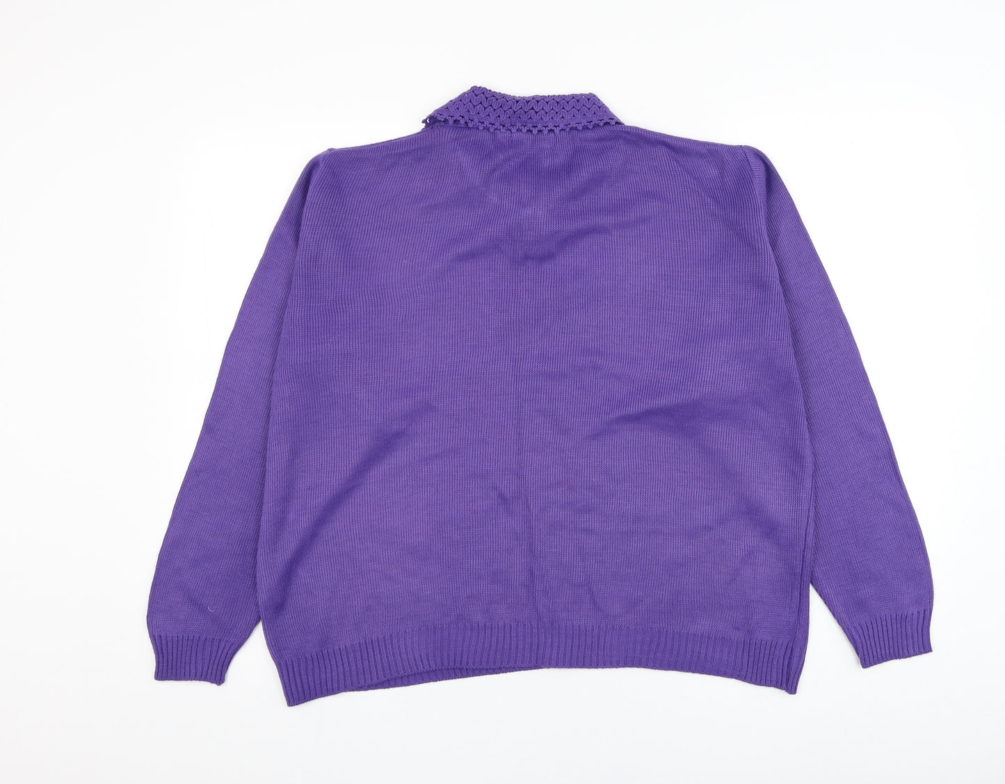 Merry Gold Womens Purple Collared  Acrylic Pullover Jumper Size L