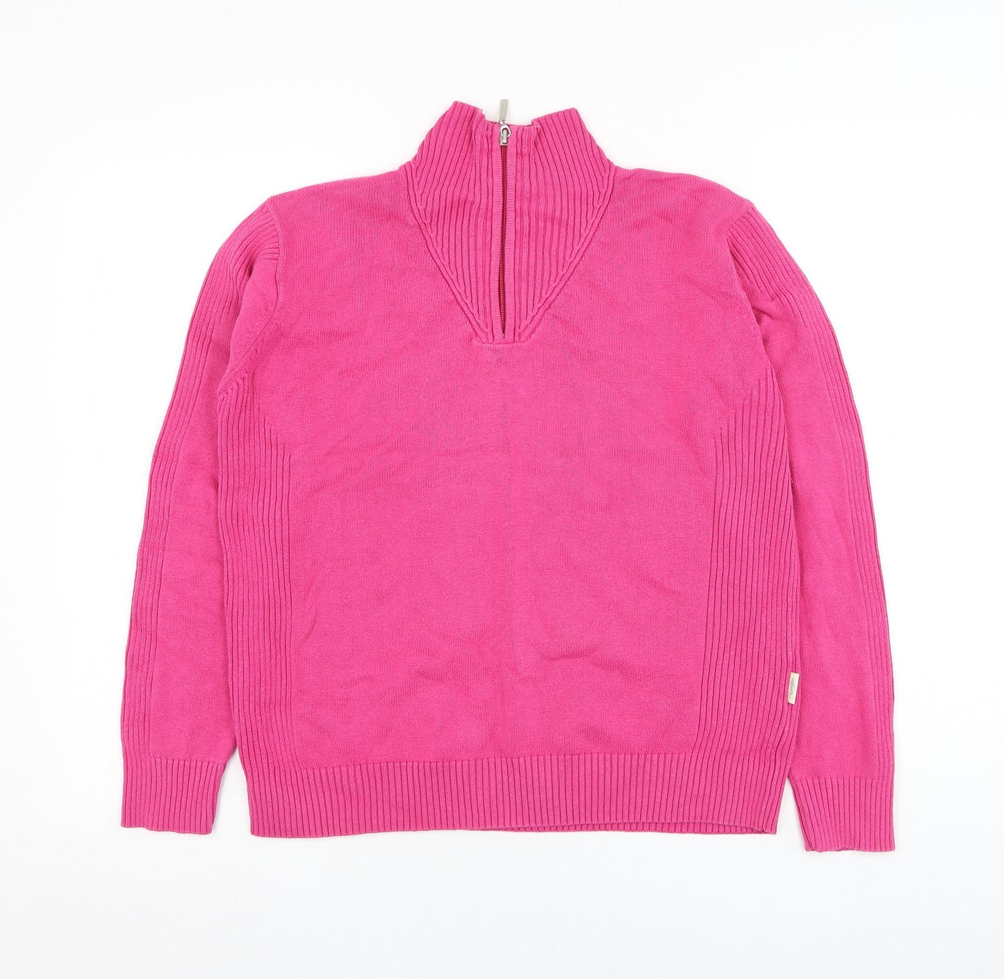 Glenmuir Womens Pink Mock Neck  Cotton Pullover Jumper Size M