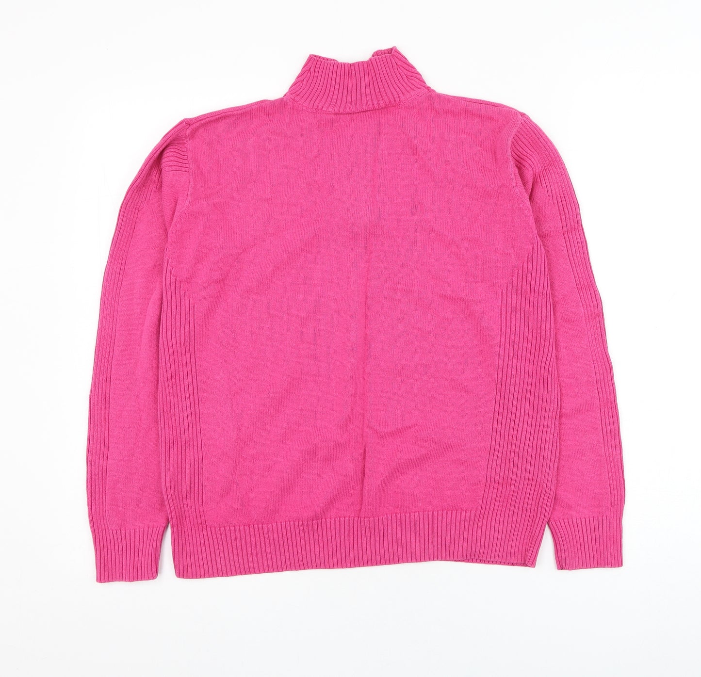 Glenmuir Womens Pink Mock Neck  Cotton Pullover Jumper Size M