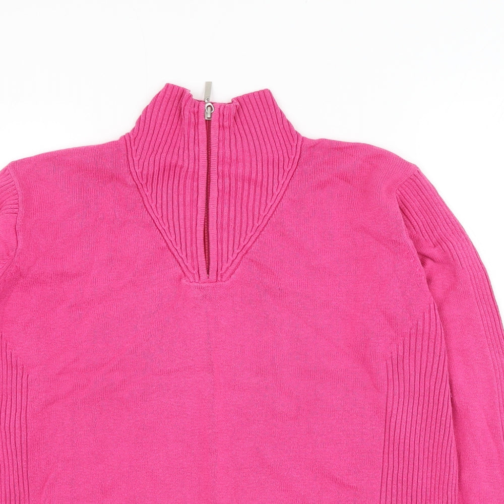 Glenmuir Womens Pink Mock Neck  Cotton Pullover Jumper Size M