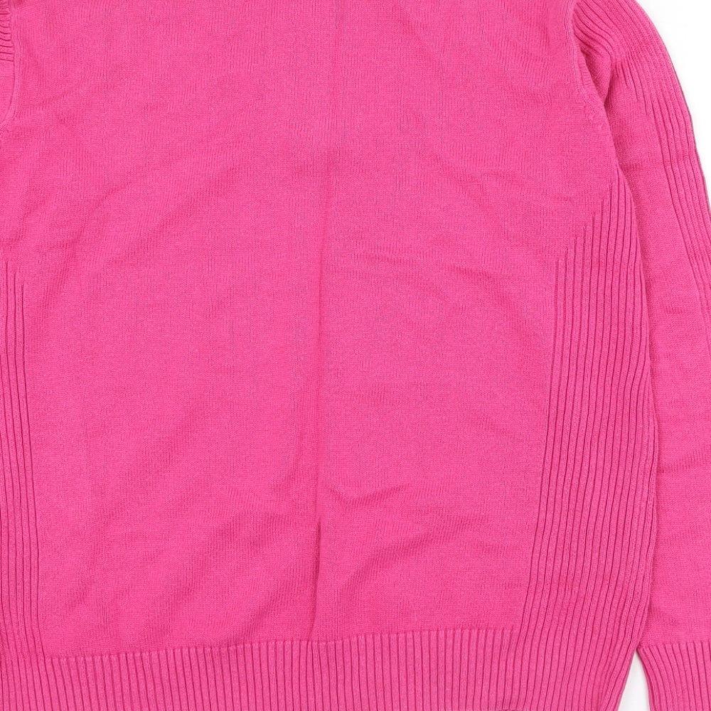 Glenmuir Womens Pink Mock Neck  Cotton Pullover Jumper Size M