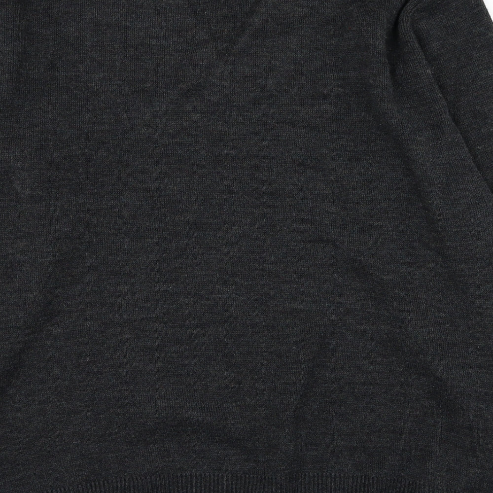 Greenwoods Mens Grey V-Neck  Acrylic Pullover Jumper Size L