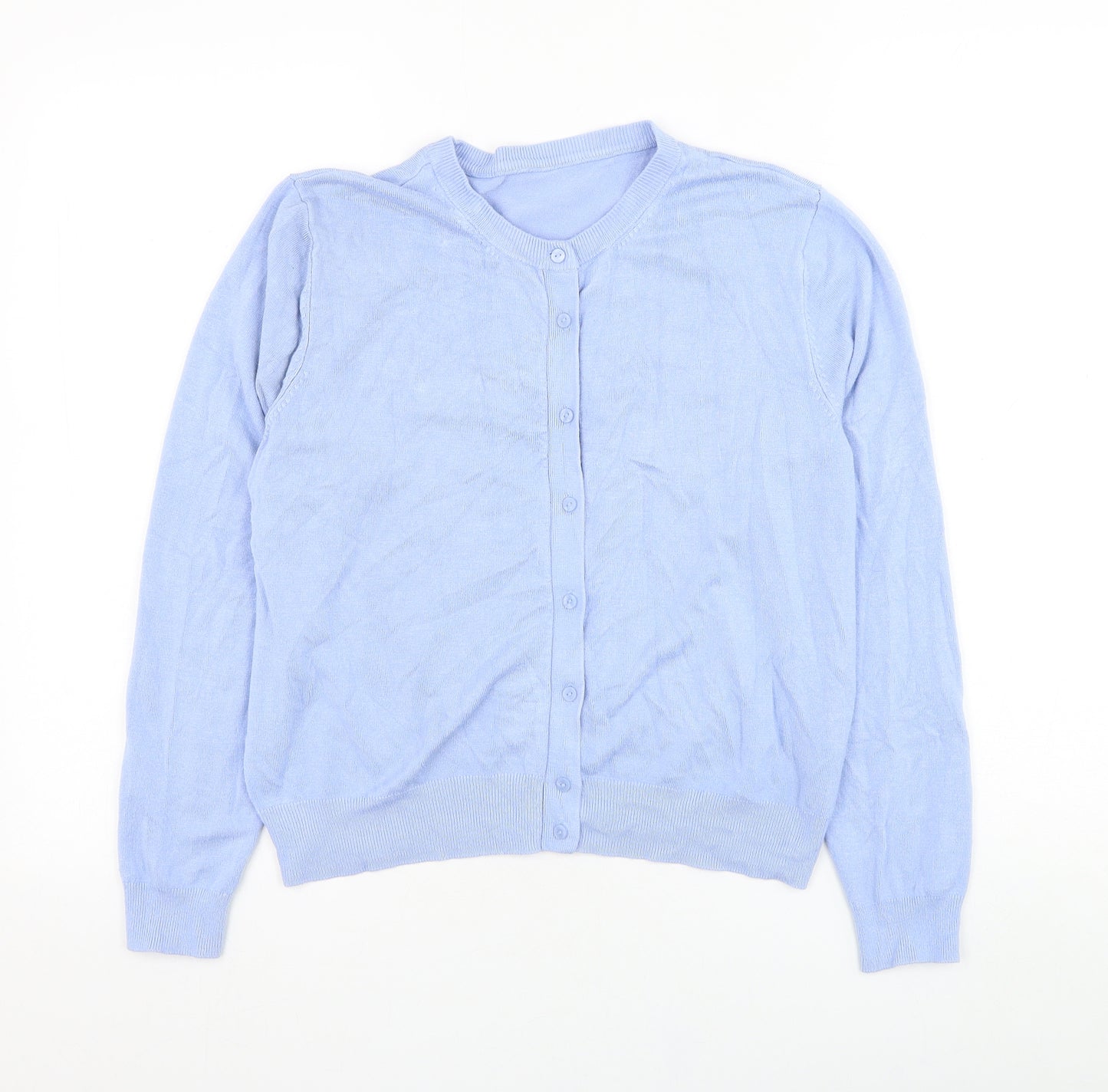 Marks and Spencer Womens Blue Round Neck  Viscose Cardigan Jumper Size 14