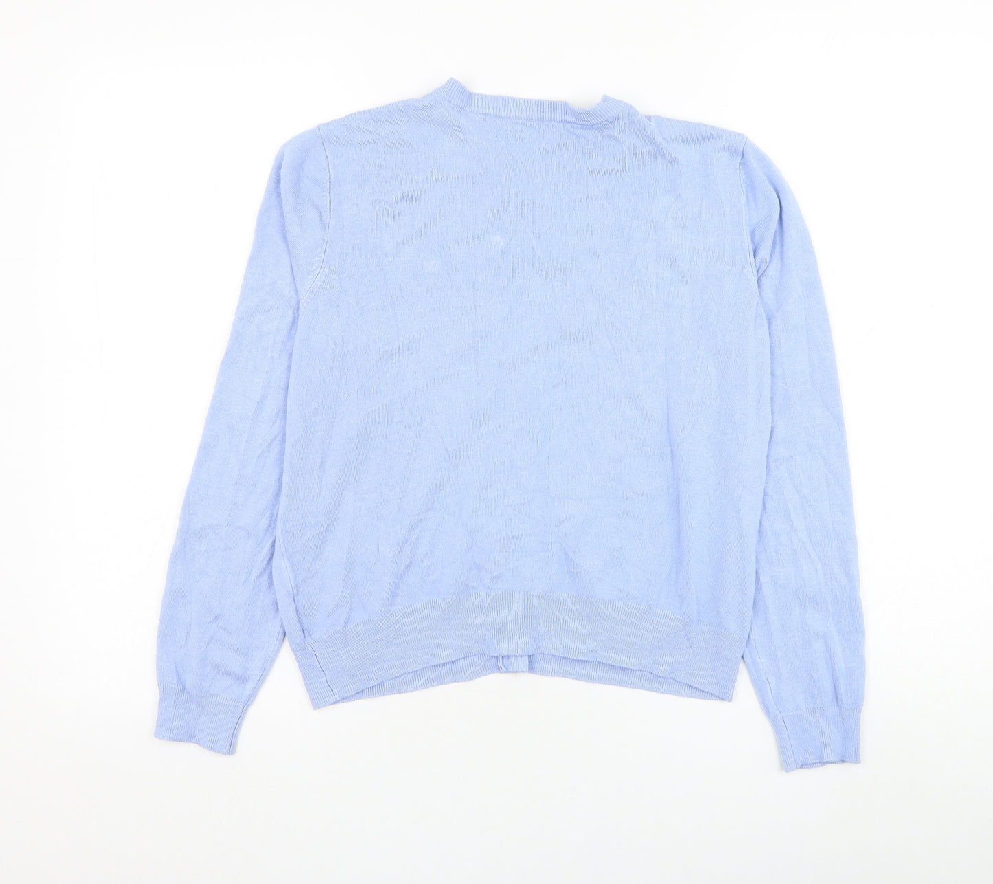 Marks and Spencer Womens Blue Round Neck  Viscose Cardigan Jumper Size 14