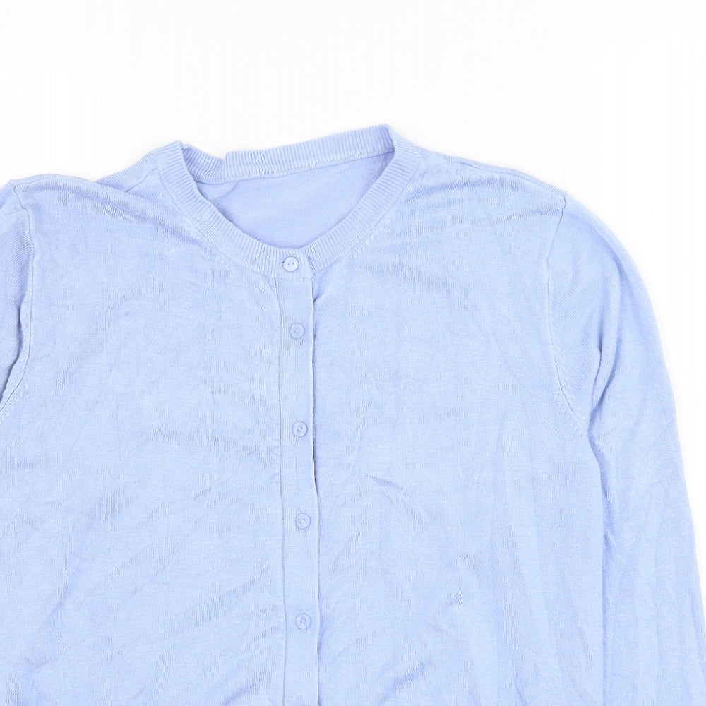 Marks and Spencer Womens Blue Round Neck  Viscose Cardigan Jumper Size 14