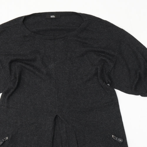 Marks and Spencer Womens Grey Round Neck  Viscose Pullover Jumper Size 8