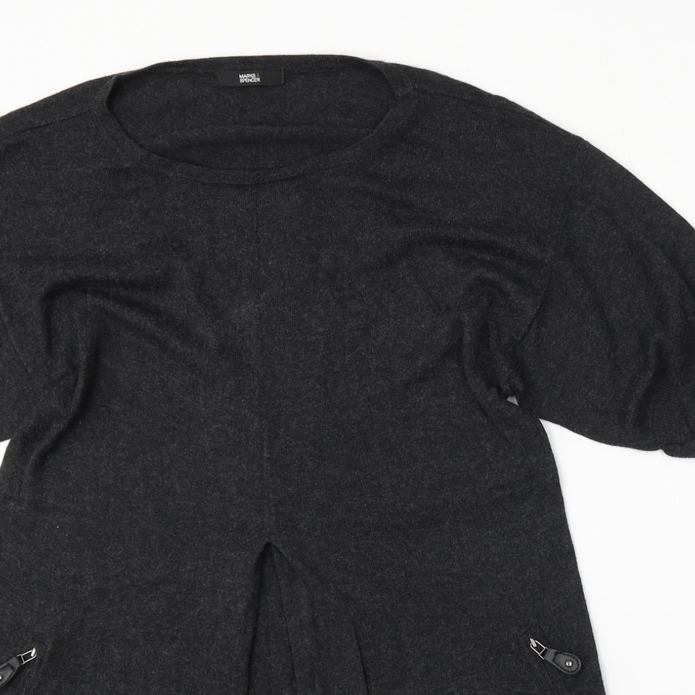 Marks and Spencer Womens Grey Round Neck  Viscose Pullover Jumper Size 8