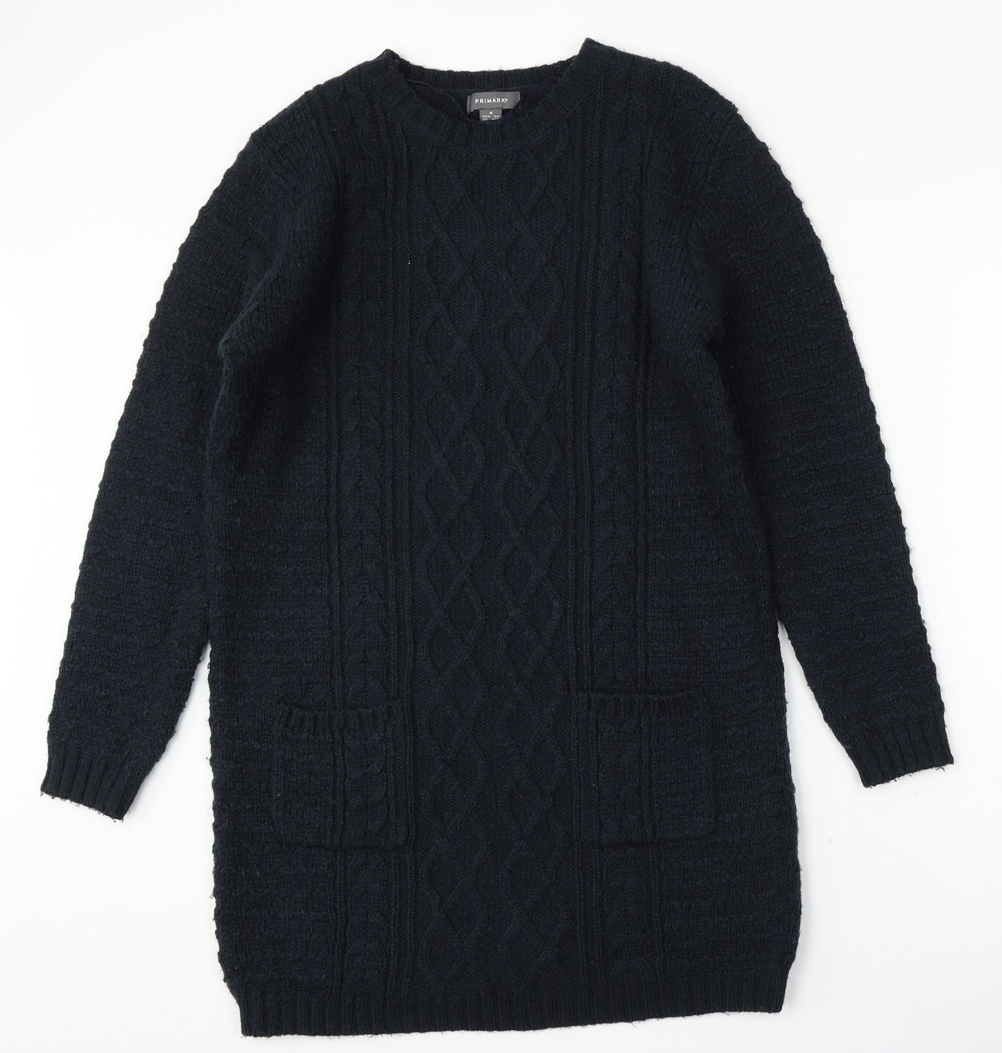 Primark Womens Blue Round Neck  Acrylic Pullover Jumper Size M