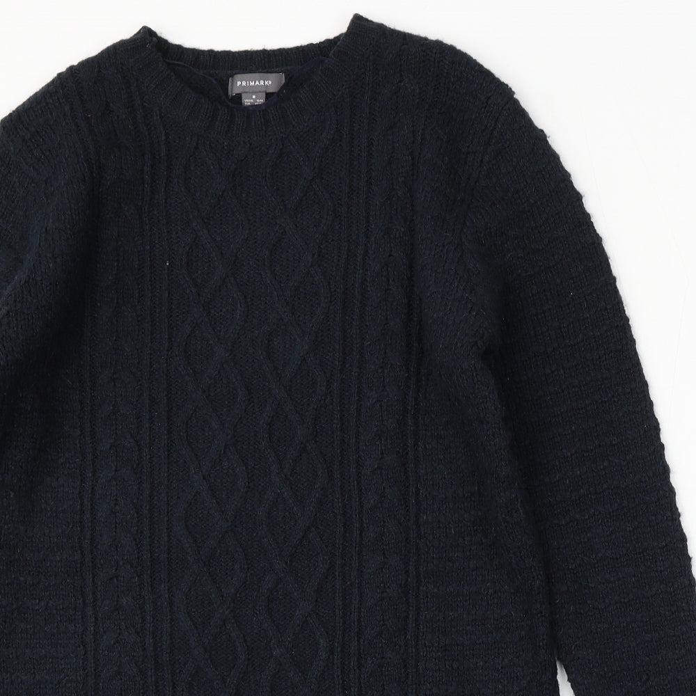 Primark Womens Blue Round Neck  Acrylic Pullover Jumper Size M