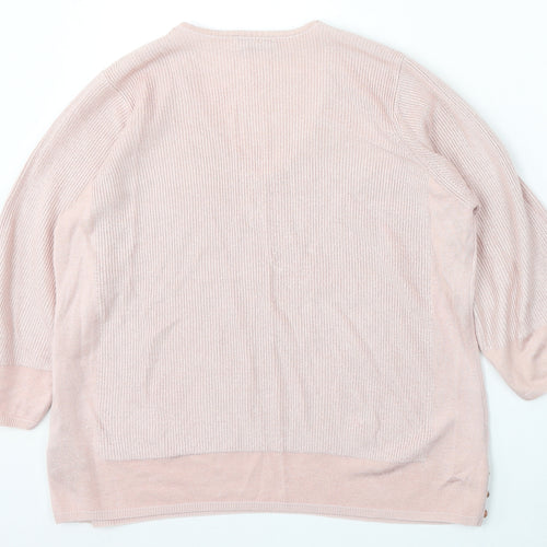 Marks and Spencer Womens Pink V-Neck  Viscose Pullover Jumper Size 16