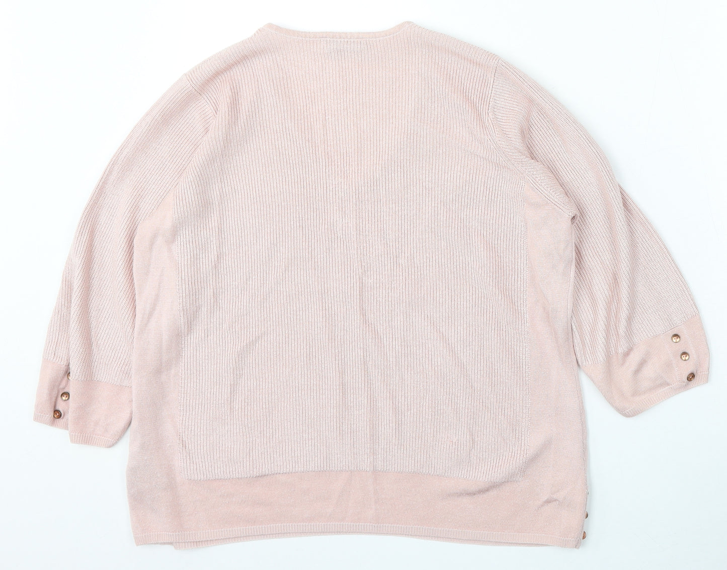 Marks and Spencer Womens Pink V-Neck  Viscose Pullover Jumper Size 16