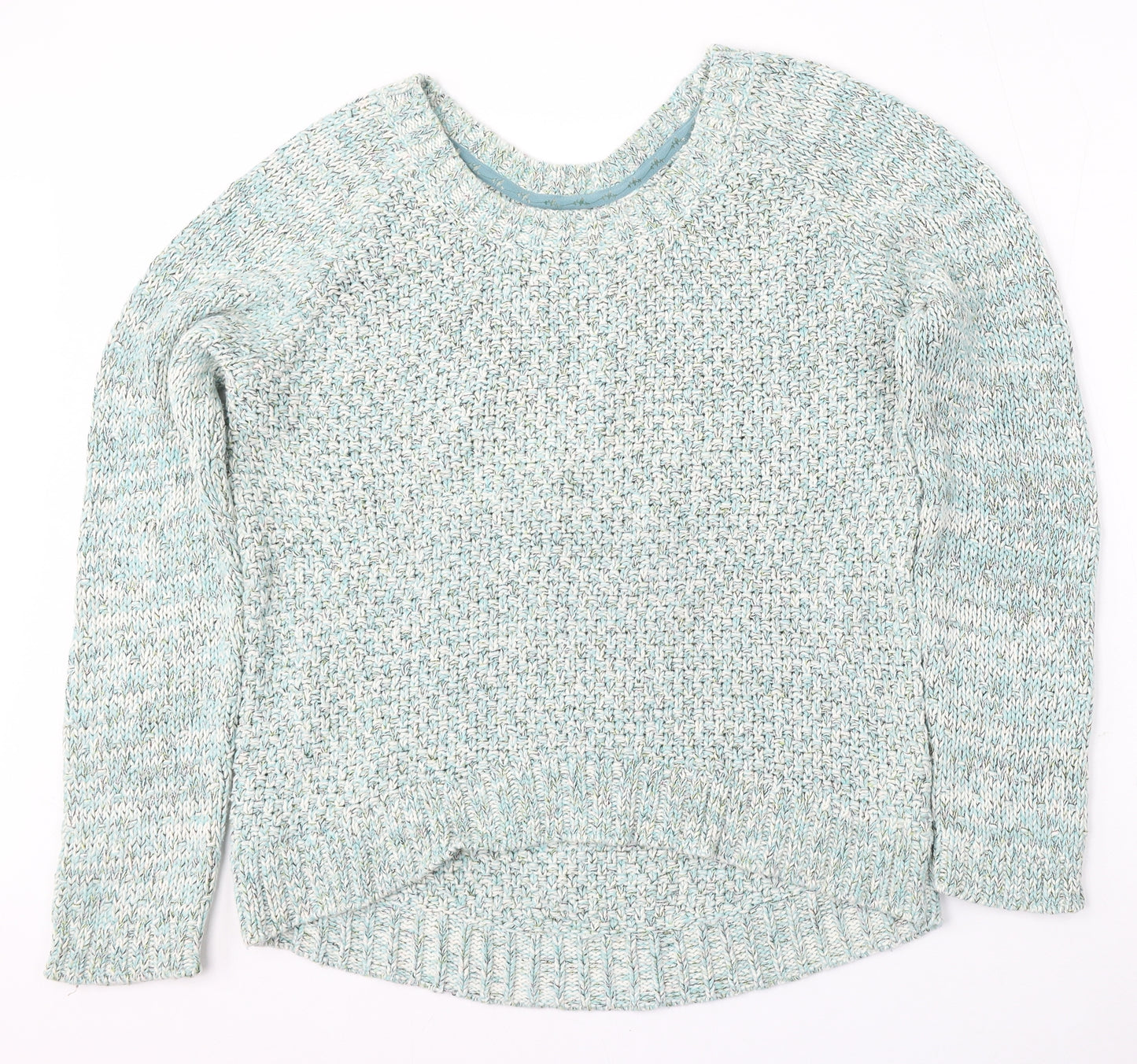 Marks and Spencer Womens Green Round Neck  Cotton Pullover Jumper Size 18