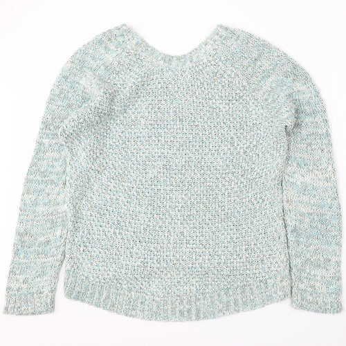 Marks and Spencer Womens Green Round Neck  Cotton Pullover Jumper Size 18