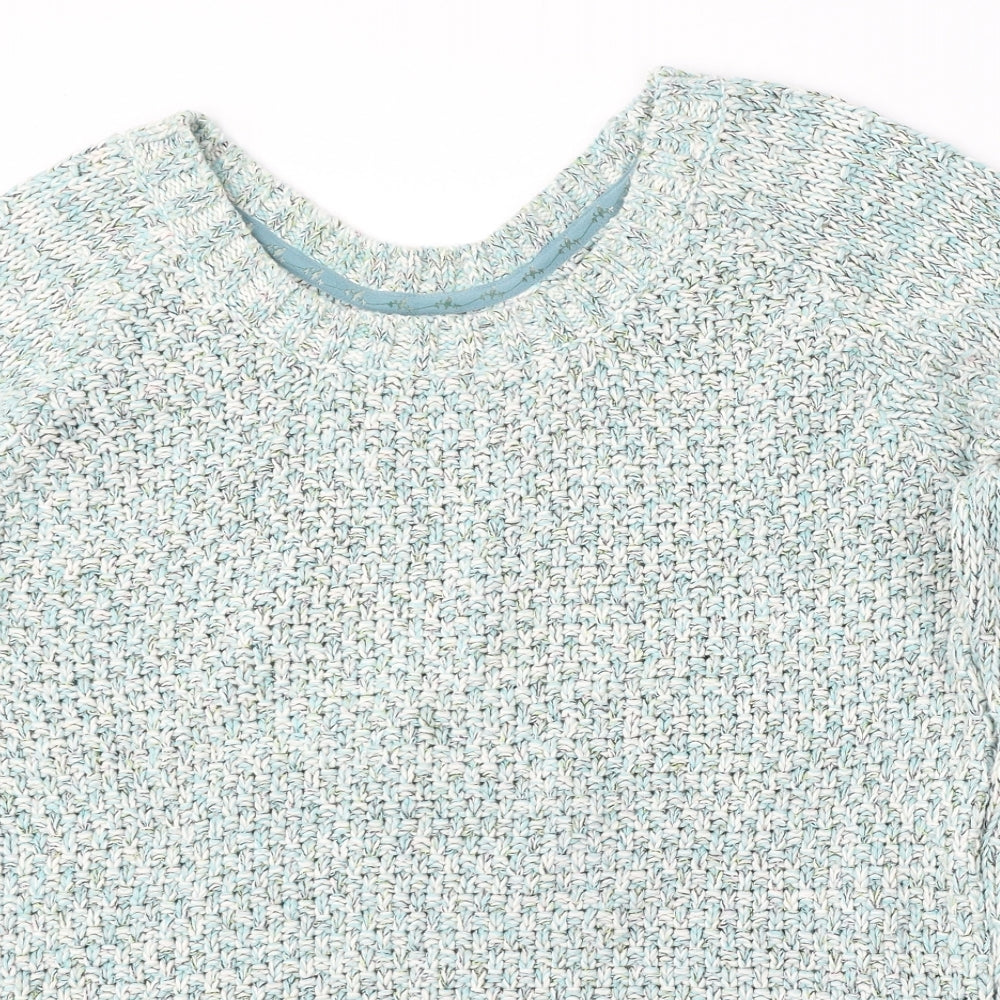 Marks and Spencer Womens Green Round Neck  Cotton Pullover Jumper Size 18
