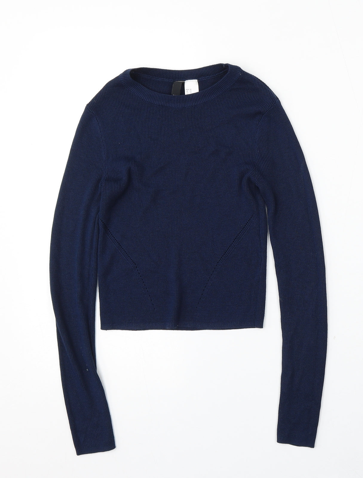 Divided Womens Blue Round Neck  Polyester Pullover Jumper Size XS