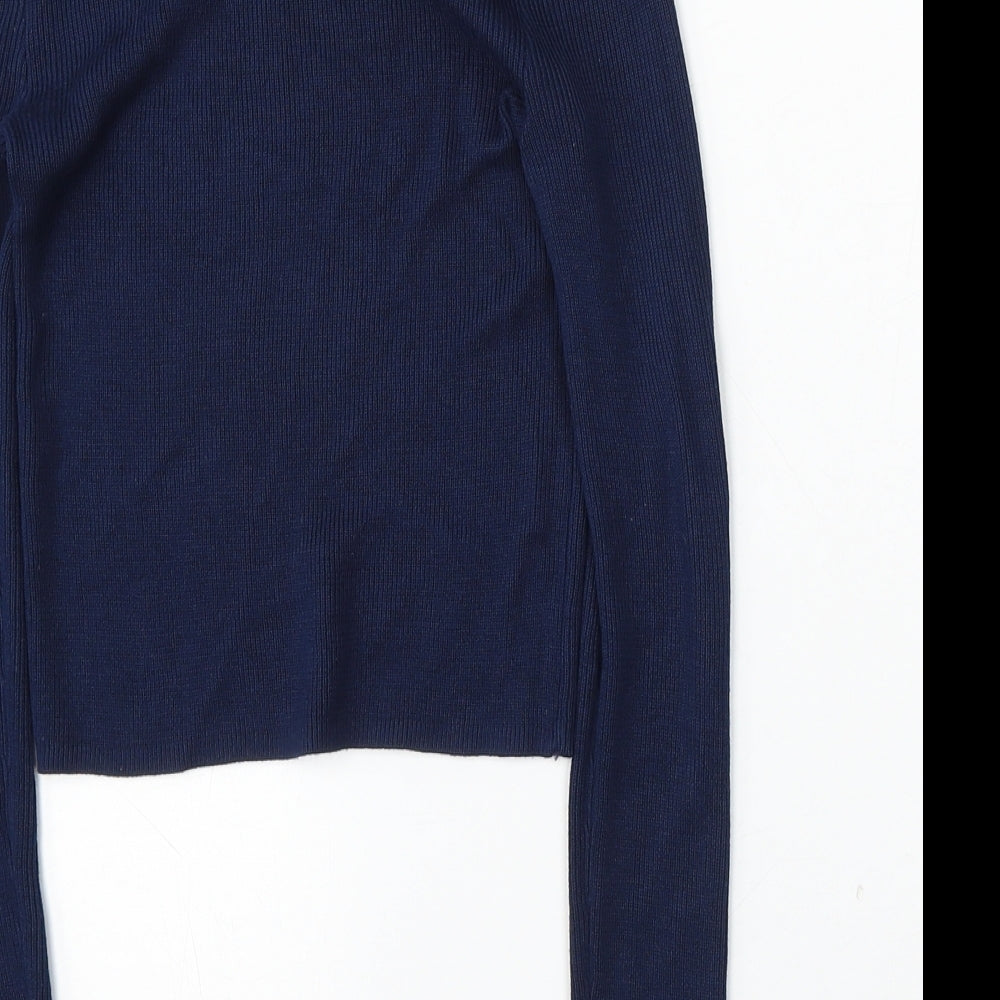 Divided Womens Blue Round Neck  Polyester Pullover Jumper Size XS