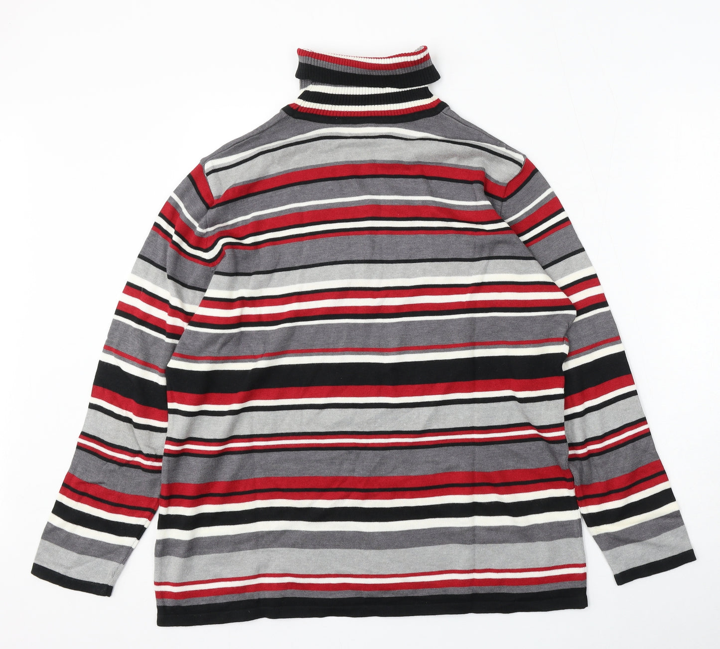 Preworn Womens Multicoloured Roll Neck Striped Cotton Pullover Jumper Size 18