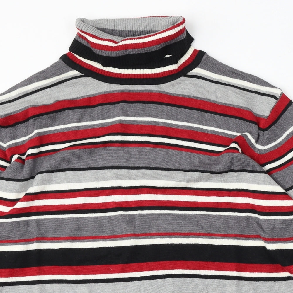Preworn Womens Multicoloured Roll Neck Striped Cotton Pullover Jumper Size 18