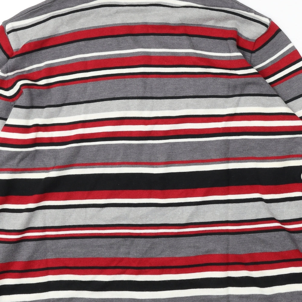 Preworn Womens Multicoloured Roll Neck Striped Cotton Pullover Jumper Size 18