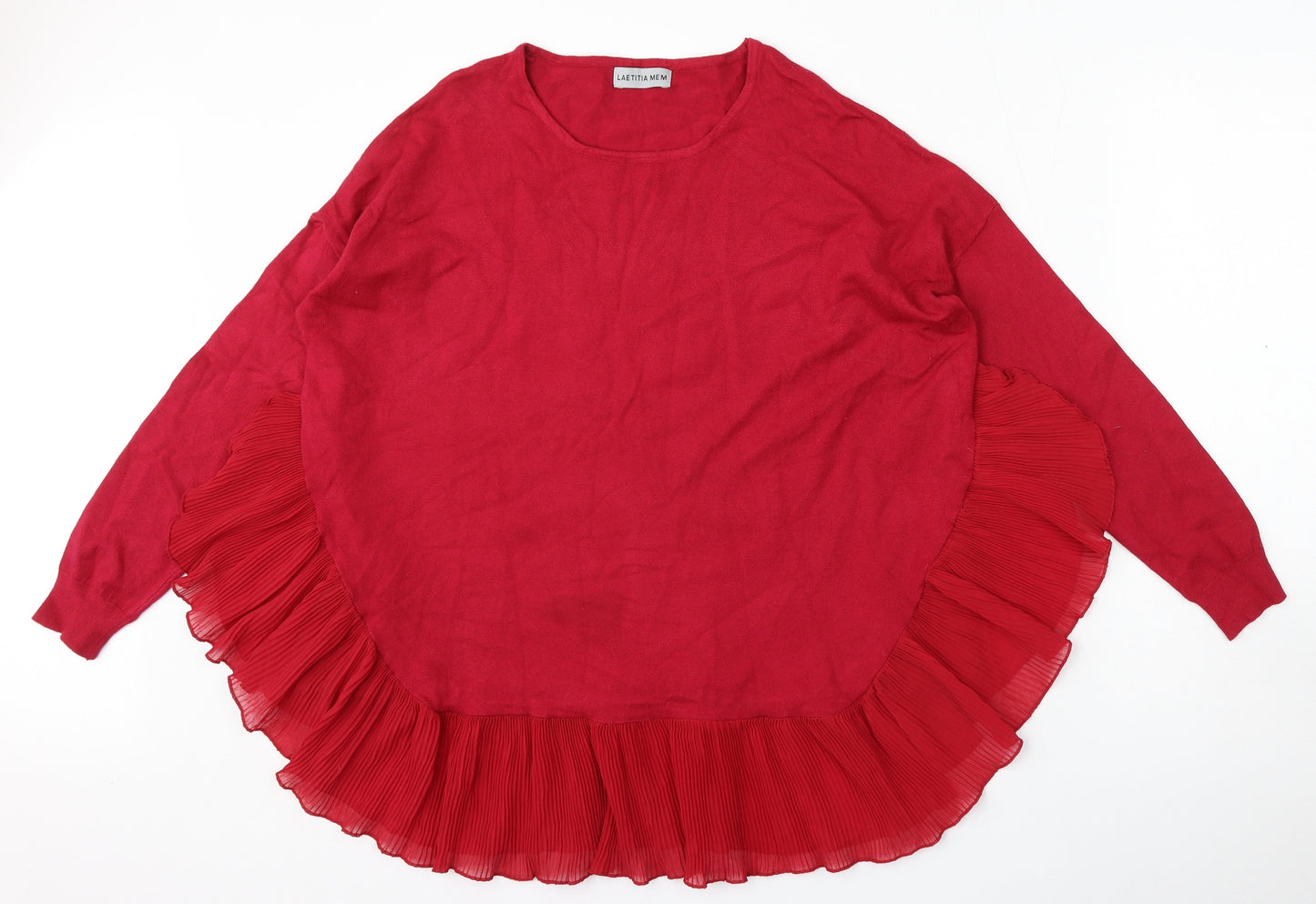 Laetitia Mem Womens Red Round Neck  Nylon Pullover Jumper Size M