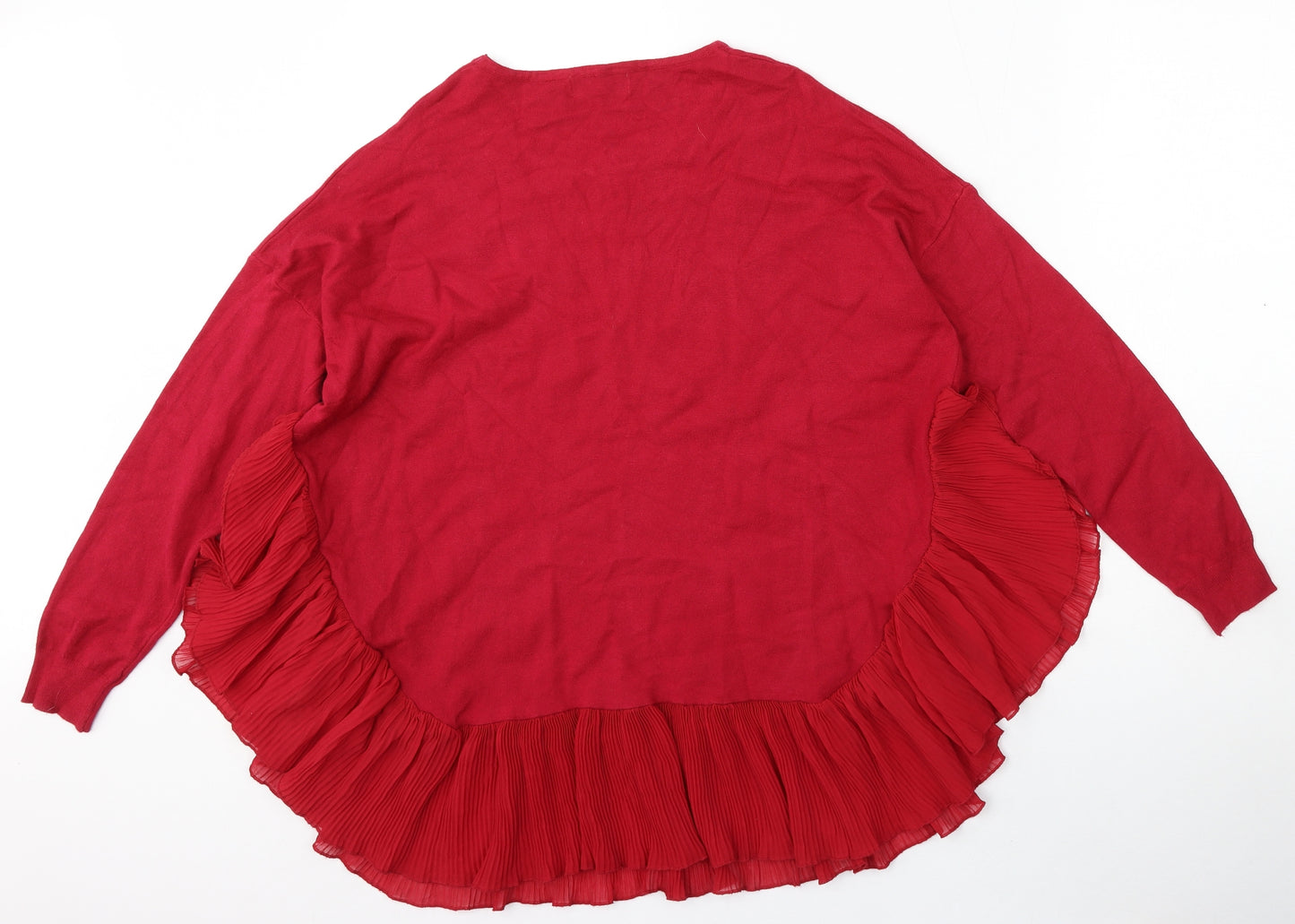 Laetitia Mem Womens Red Round Neck  Nylon Pullover Jumper Size M