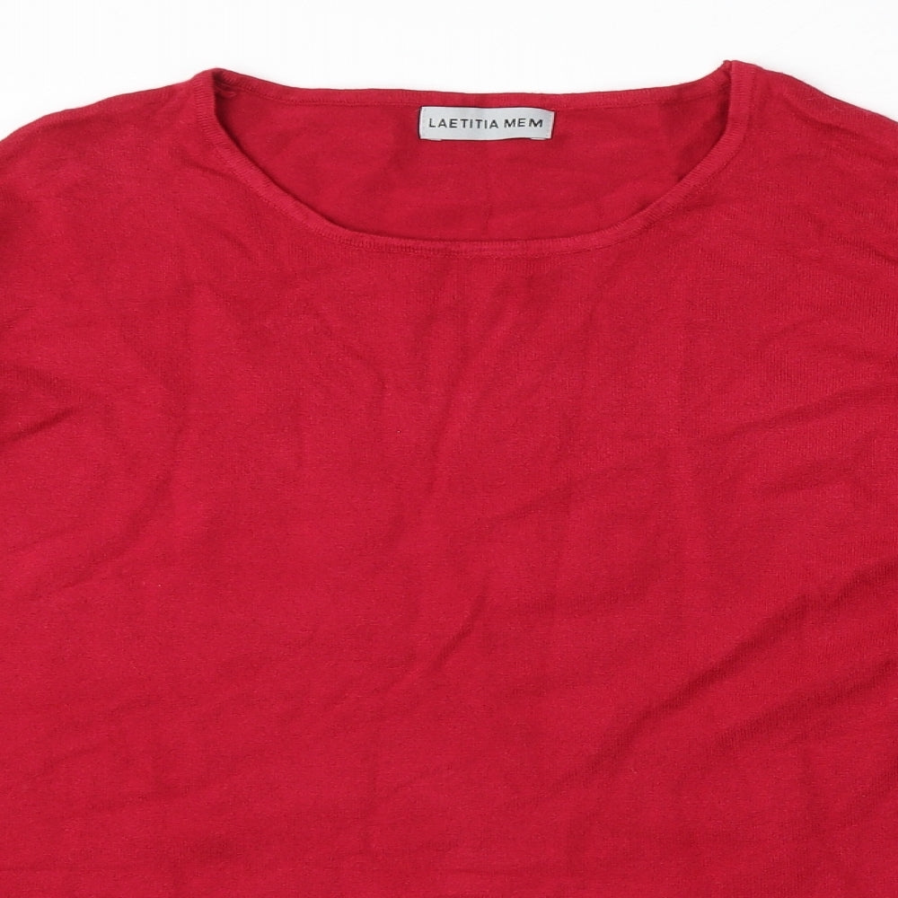 Laetitia Mem Womens Red Round Neck  Nylon Pullover Jumper Size M