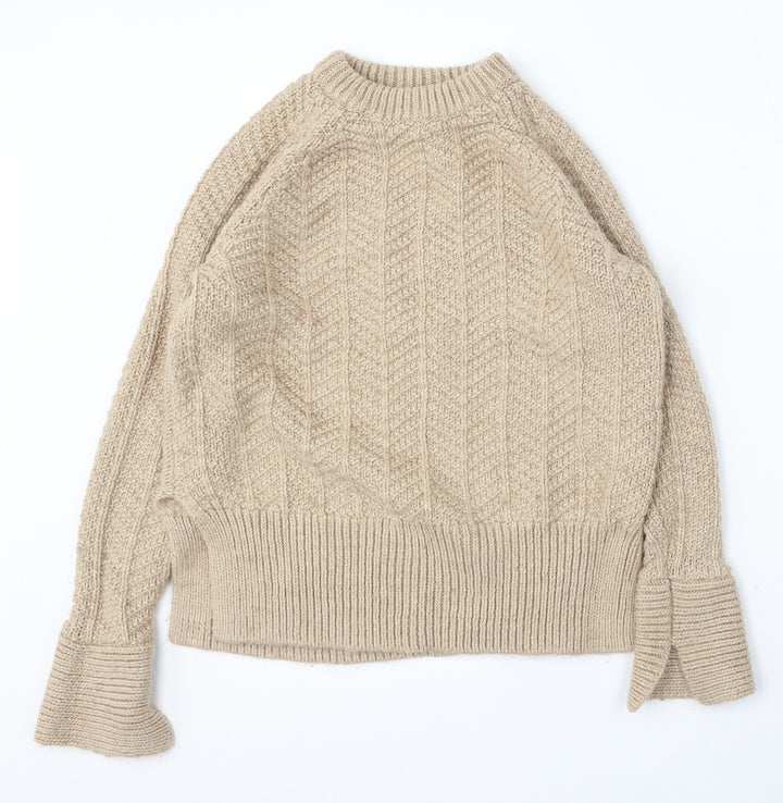 H&M Womens Beige Round Neck  Acrylic Pullover Jumper Size XS