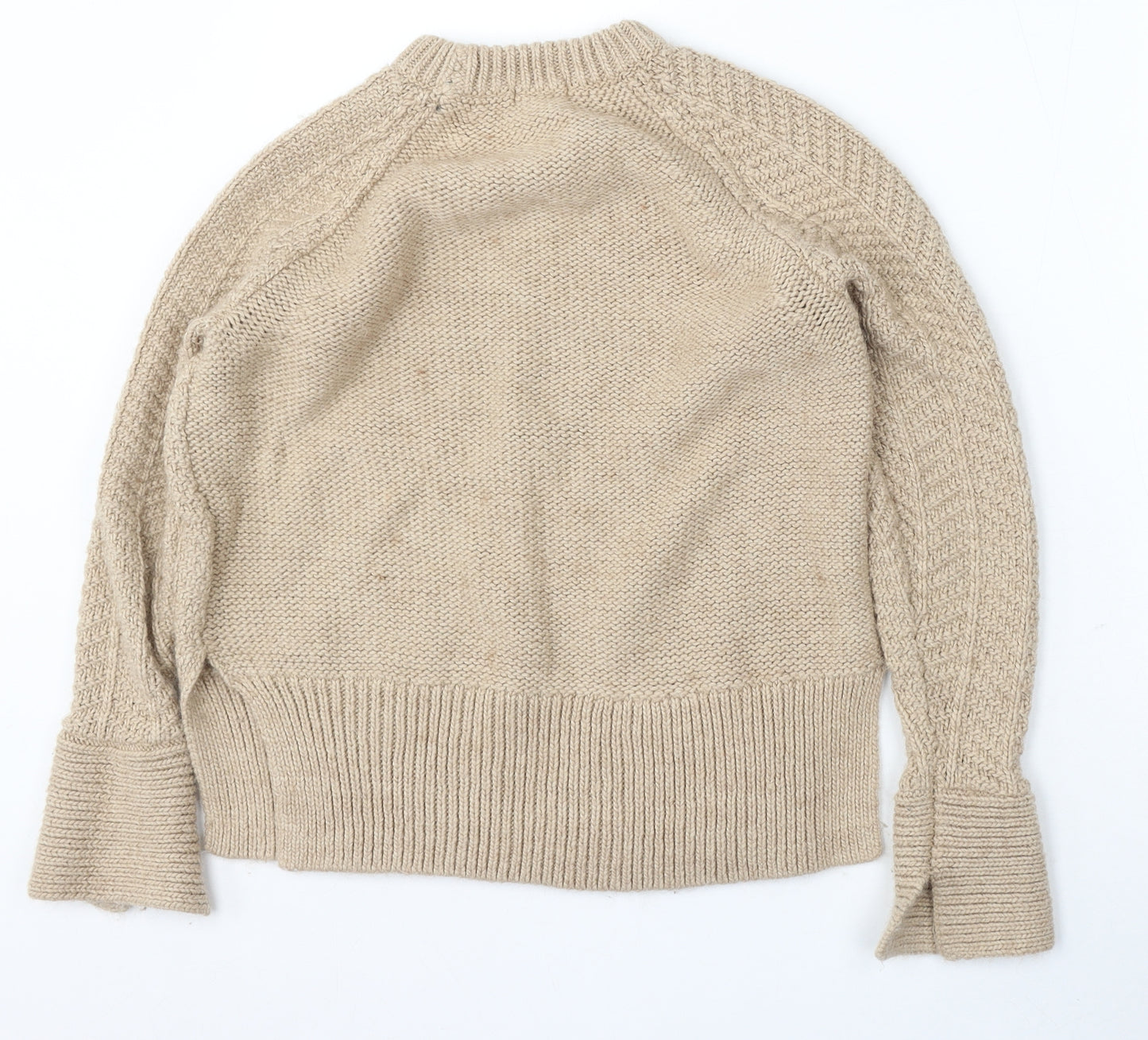 H&M Womens Beige Round Neck  Acrylic Pullover Jumper Size XS